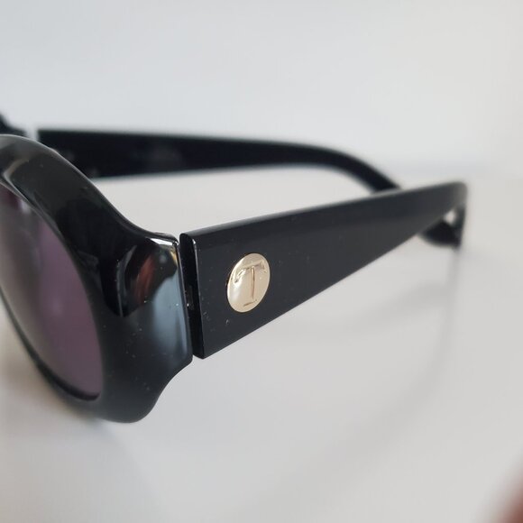 Talbots Black Eyewear Sunglasses with Gold Detail Icon Red Clamshell Case - Picture 3 of 4